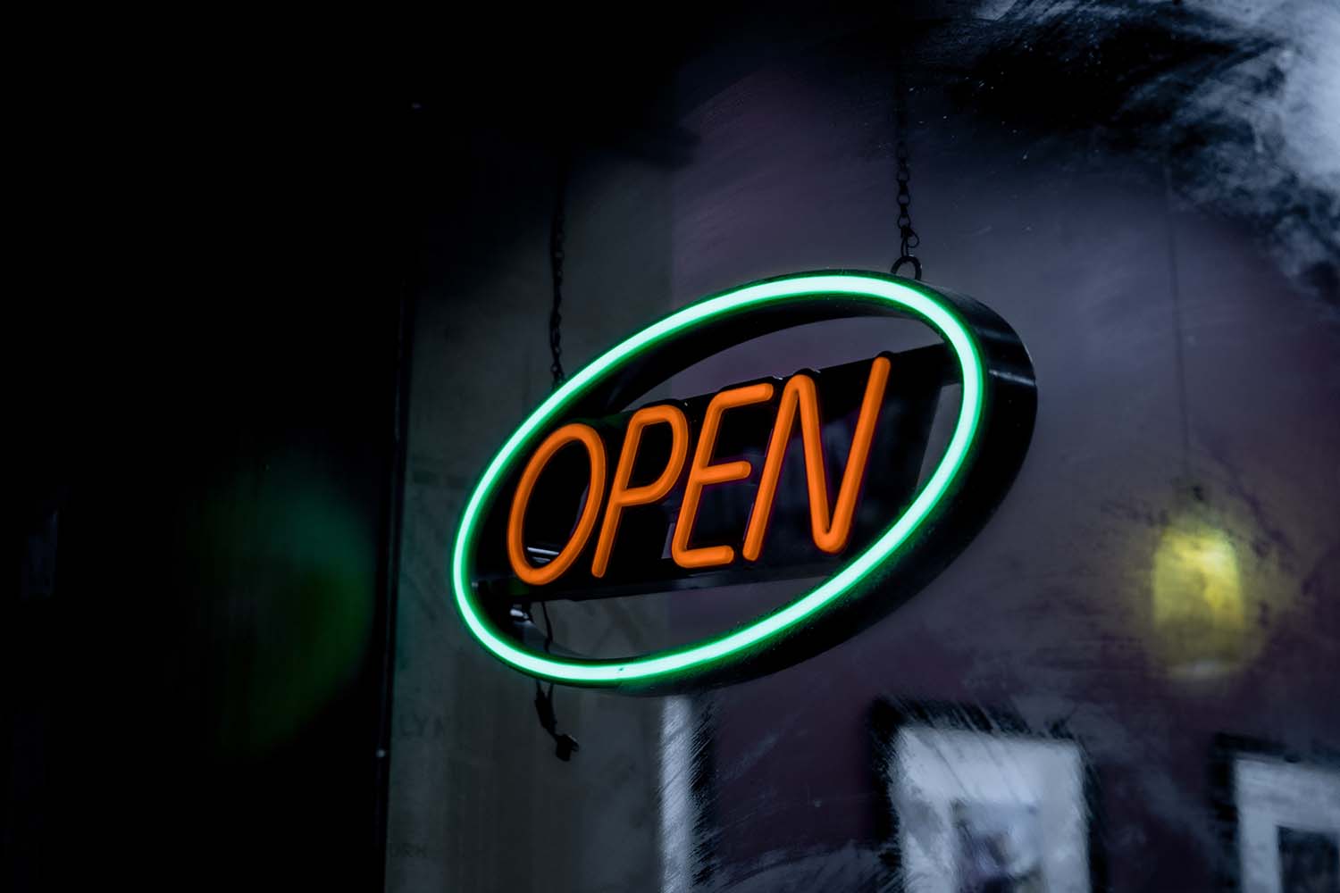 Open sign on store window