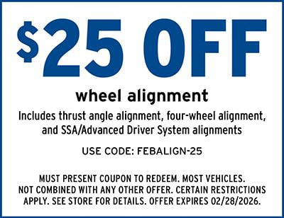 $25 off wheel alignment