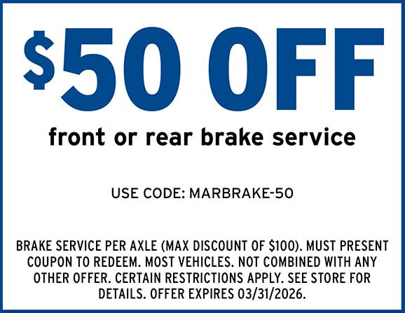 $50 off front or rear brake service