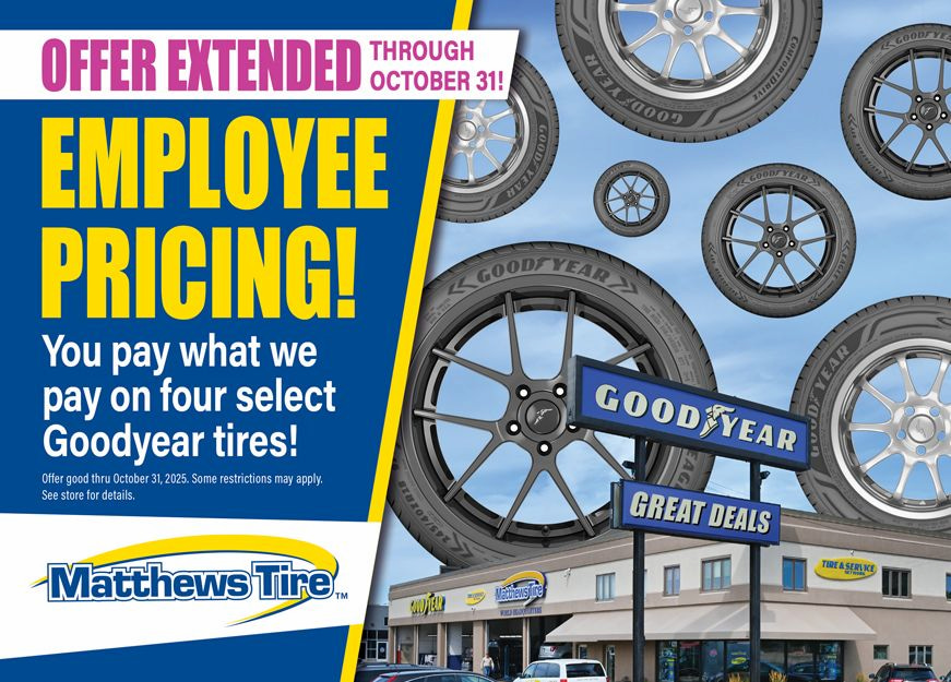 Matthews Tire employee pricing promo